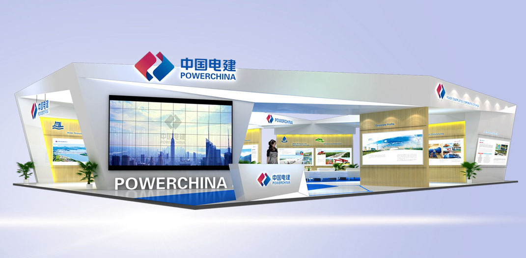 博覽會展臺施工搭建圖片設計，綠色進博會圖片